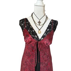 Victoria’s Secret Red Snakeskin Lace Slip Dress – Size Small